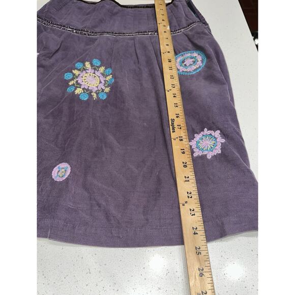 Boden Embroidered Pinwale Dusty Purple Skirt A Line Corduroy Flowers 10 R Fairy - Picture 9 of 9